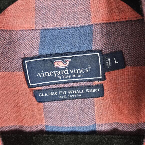 Vineyard Vines Whale Shirt Mens Large Classic Fit Flannel Plaid Preppy Utility - Picture 6 of 12